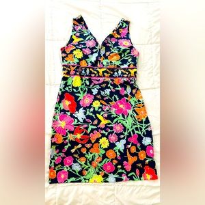 NWT Gretchen Scott Size L Navy Bly and Multicolor design, knee length